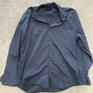 Abercrombie Men’s Long-Sleeve Performance Button-Up Shirt XXL Tall Blue Pattern